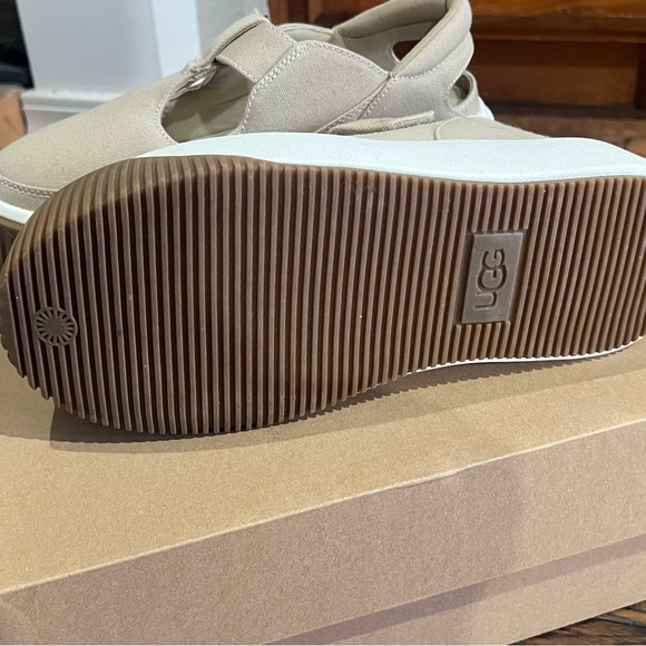 UGG Kids Tan Canvas Platform Mary-Jane Sneakers - Picture 4 of 6